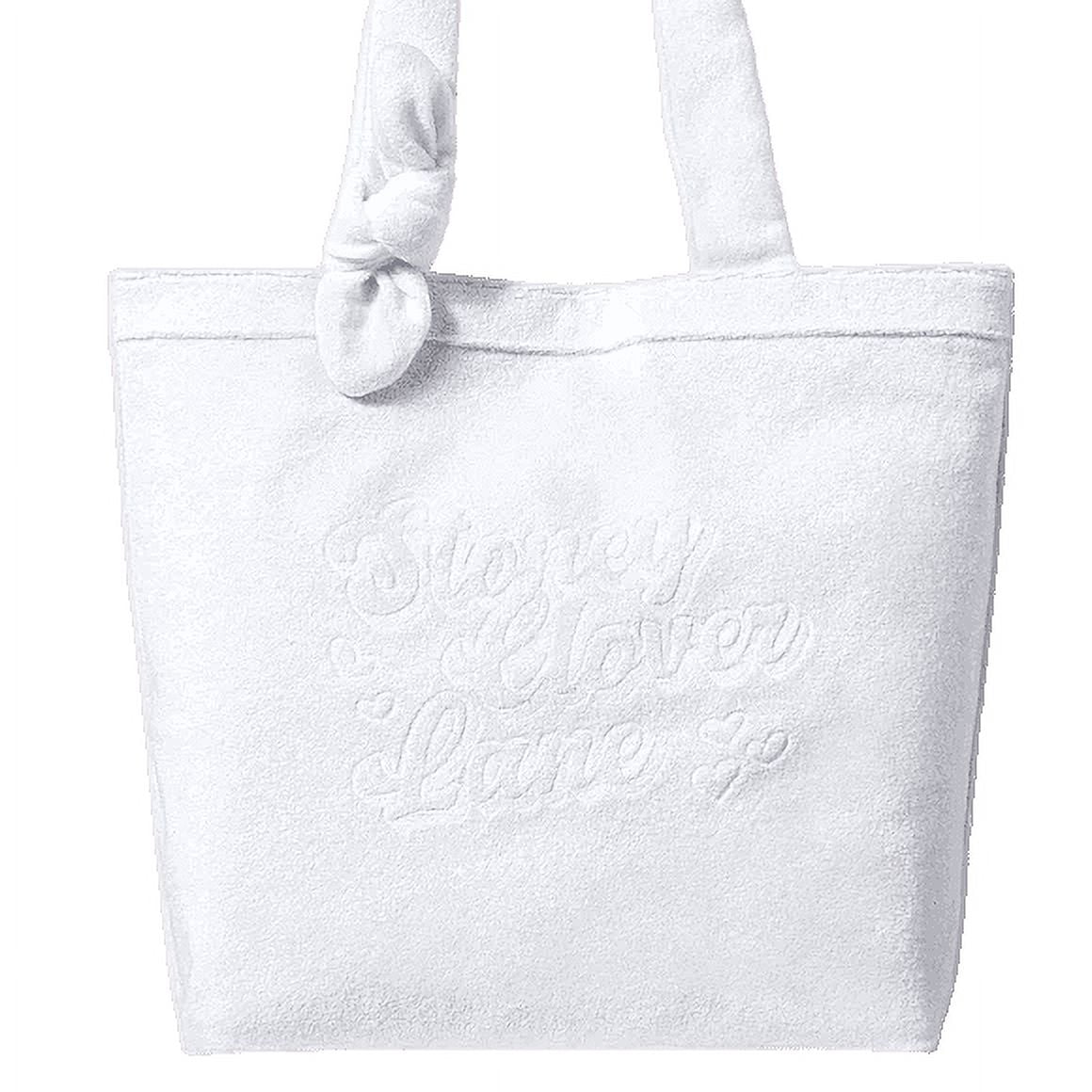 Stoney Clover Lane Terry Cloth Embossed Beach Tote Bag - White