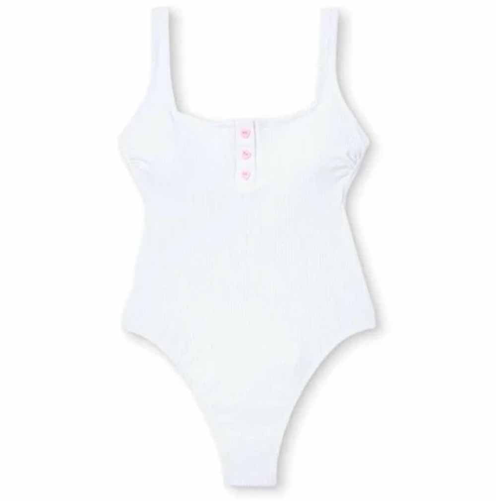 Stoney Clover Lane Women's Ribbed Henley One Piece Swimsuit