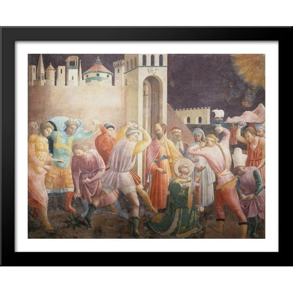 Stoning of St.Stephen 34x28 Large Black Wood Framed Print Art by Paolo Uccello