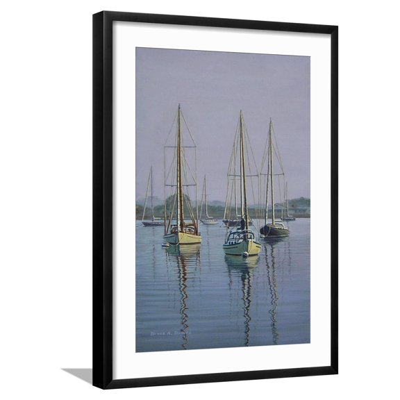 Art.com Stonington Sail Boats Giclee Print by Bruce Dumas, Black Frame Wall Art, 21" x 29"