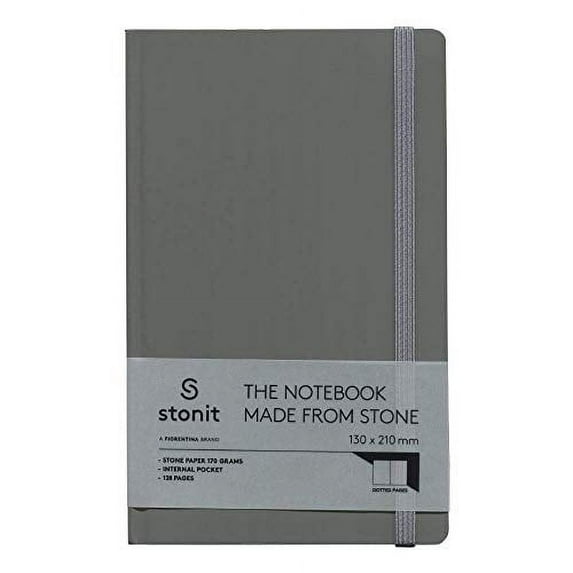 Stonit Stone Paper Journal with Bungee Closure (Gray, 5x8)