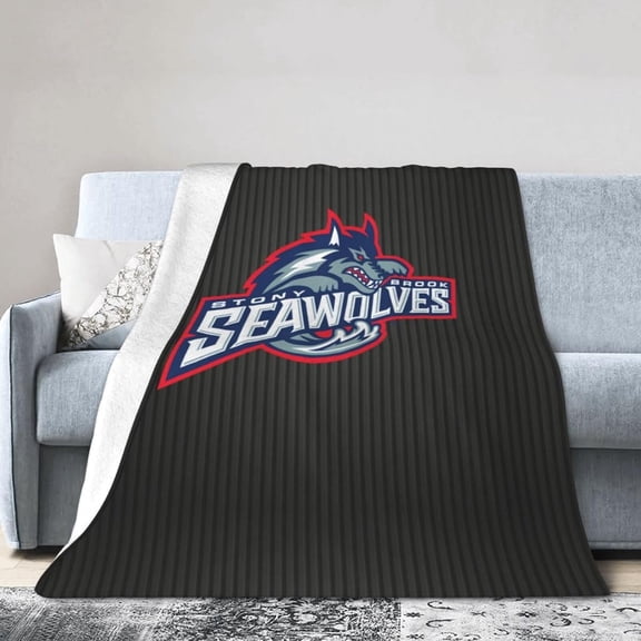 Stony Brook University Logo Fleece Blanket, Very Soft Microfiber Flannel Blanket for Couch Warm and Cozy for All Seasons