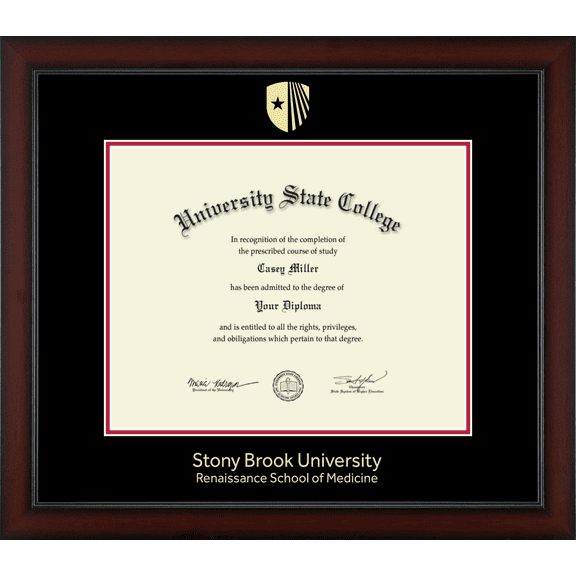 Stony Brook University Renaissance School of Medicine Diploma Frame, Document Size 15" x 12"