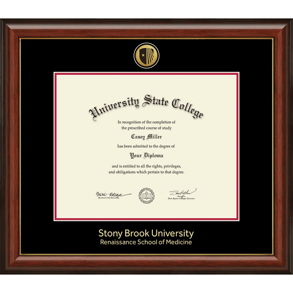 Stony Brook University Renaissance School of Medicine Diploma Frame, Document Size 15" x 12"