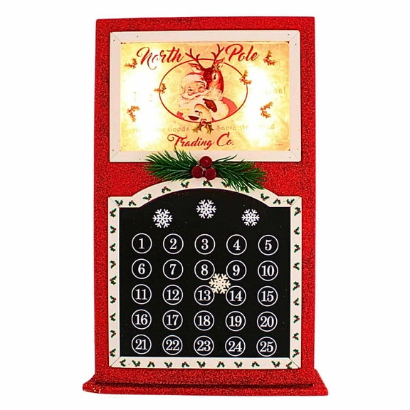 Stony Creek 16.00In Jolly Holiday Pre-Lit Wood Countdown Calendar Accent, Wood, Santa Snowflake Reindeer Jjh4223 Santa