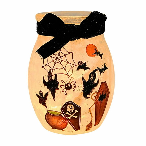 Stony Creek 4.00In Spooky Season Pre-Lit Small Jar, Glass, Spooky Halloween Lighted Grh5280 Cauldron