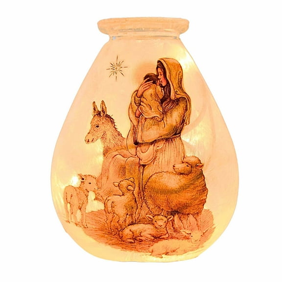 Stony Creek 4.75In Madonna & Child Pre-Lit Accent, Glass, Nativity Mary Jesus Animals Bnb4206 Beige