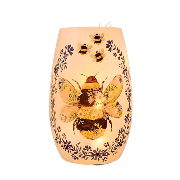 Stony Creek 5.25In Ditsy Bee Pre-Lit Small Glass Vase, Glass, Spring Led Summer Rbb6204 Solid
