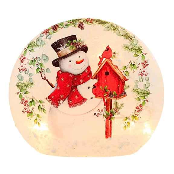 Stony Creek 6.25In Happy Snowman Sm Pre-Lit Round Orb, Glass, Winter Snowflakes Elg5261 House