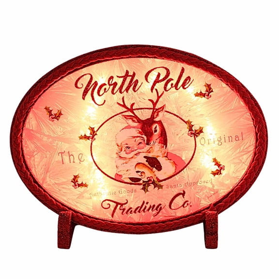 Stony Creek 6.25In Holiday Pre-Lit Accent With Frame, Wood, Santa Claus Reindeer Trees Jjh4211 Red