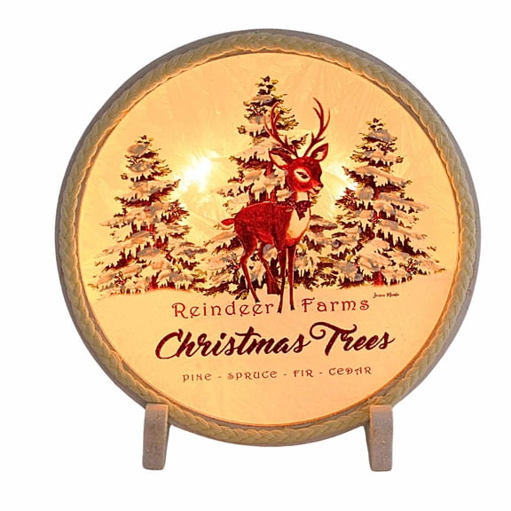 Stony Creek 7.50In Holiday Pre-Lit Accent With Frame, Wood, Santa Claus Reindeer Trees Jjh4211 White