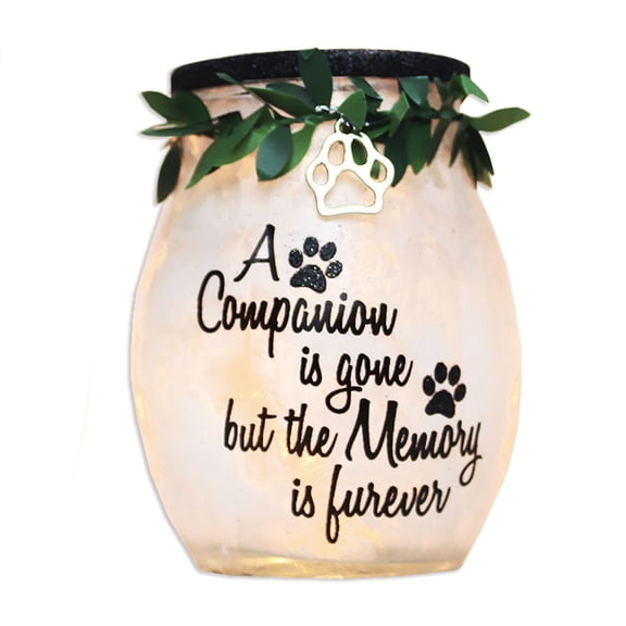 Stony Creek A Companion is gone Dog Memorial, Sympathy, Bereavement Lighted Glass Jar 4 x 3 x 3" Pet Memorial - NEW