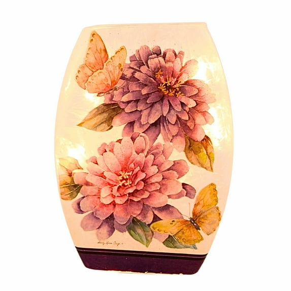 Stony Creek Aubergine Song Lit Small Vase Electric Flowers Butterflies Aub2375 Purple