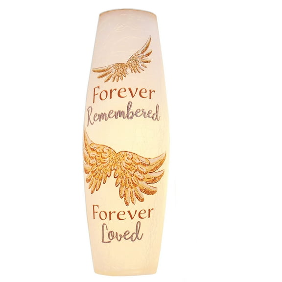 Stony Creek Forever Rememberd Forever Loved Sympathy, Memorial, Bereavement Lighted Vase 11.75 x 4 x 4" - NEW