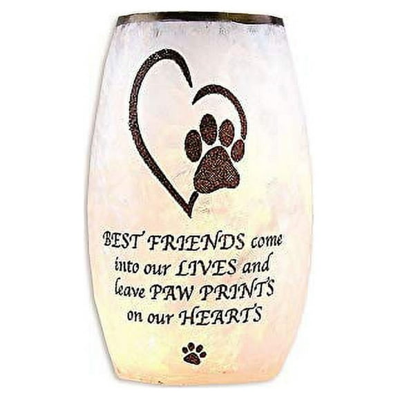 Stony Creek - Frosted Glass - 5" Lighted Vase - Best Friend/Paw Prints