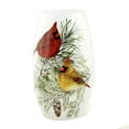 thumbnail image 1 of 7.25In Christmas Cardinals Med Vase, Glass, Per-Lit Electric Red Birds Bcc0205, 1 of 3