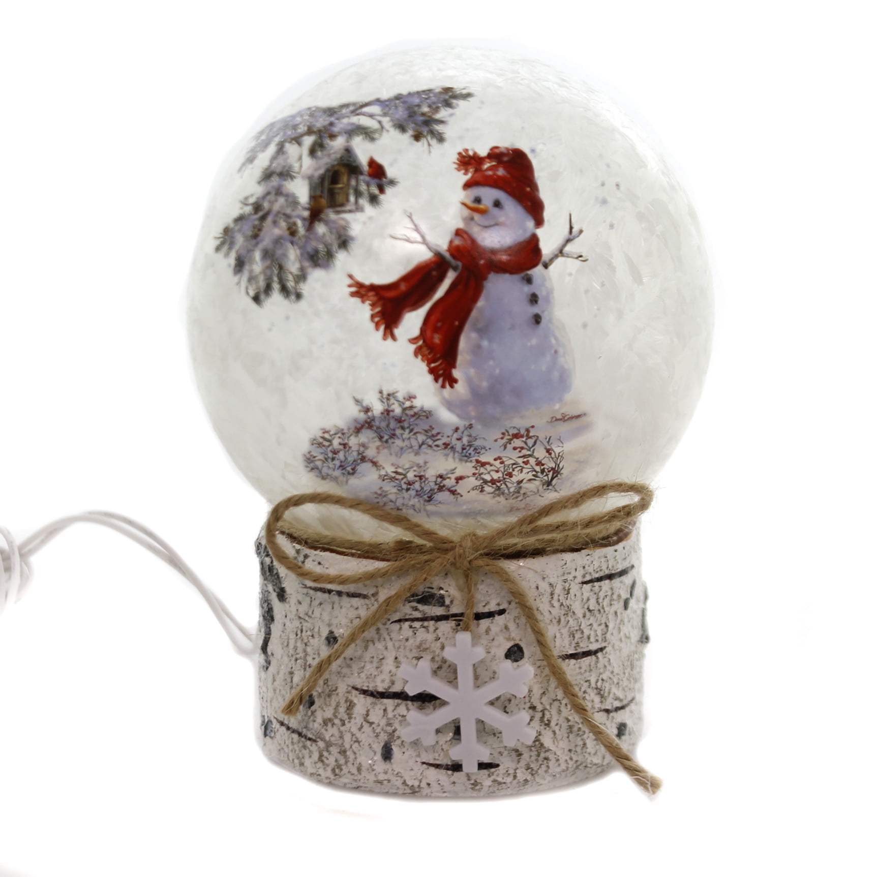 Stony Creek SNOWMAN GLASS BALL ON BIRCH BASE Glass Snowflake Dsb8255 ...
