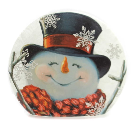 Stony Creek SNOWMAN LIGHTED ROUND VASE Glass Electric Dgh8242 B