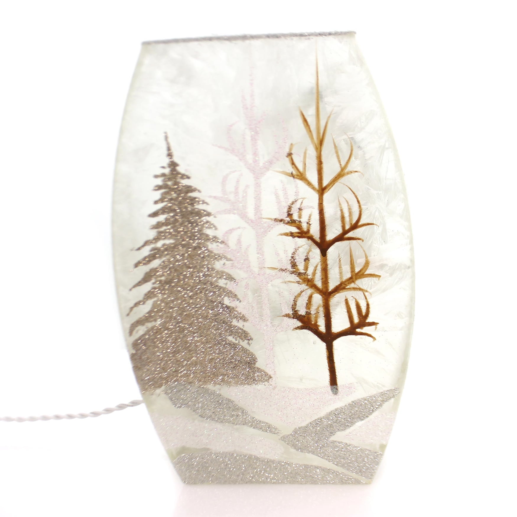 Stony Creek Lighted Glass Vase With Silver Trees www.walmart.com