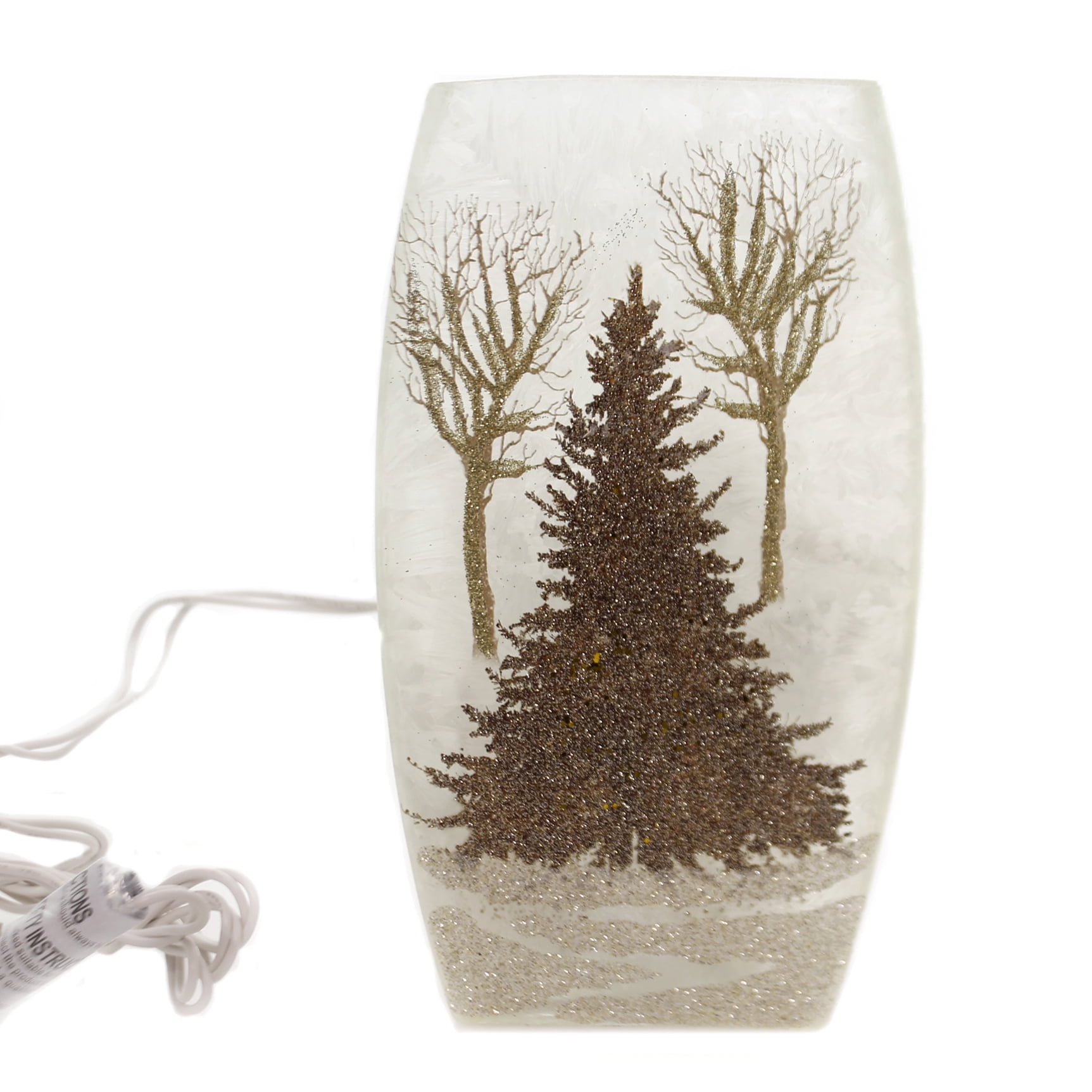 Stony Creek Lighted Glass Vase With Silver Trees www.walmart.com