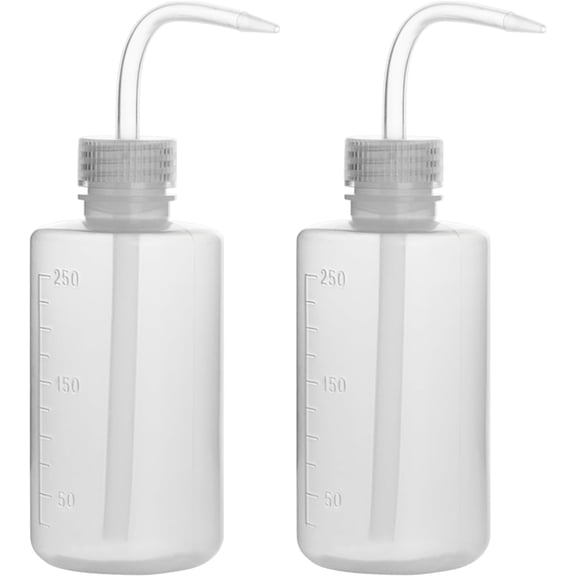 StonyLab 2-Pack Plastic Safety Lab Squeeze Chemical Wash Bottle with Narrow Mouth, 250 ml (8 oz)