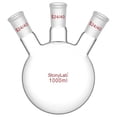 thumbnail image 1 of StonyLab 1L Round Bottom Flask, 3 Neck, 24/40 Outer Joint, Heat-Resistant Borosilicate Glass, Laboratory Lab Supply, 1 of 8