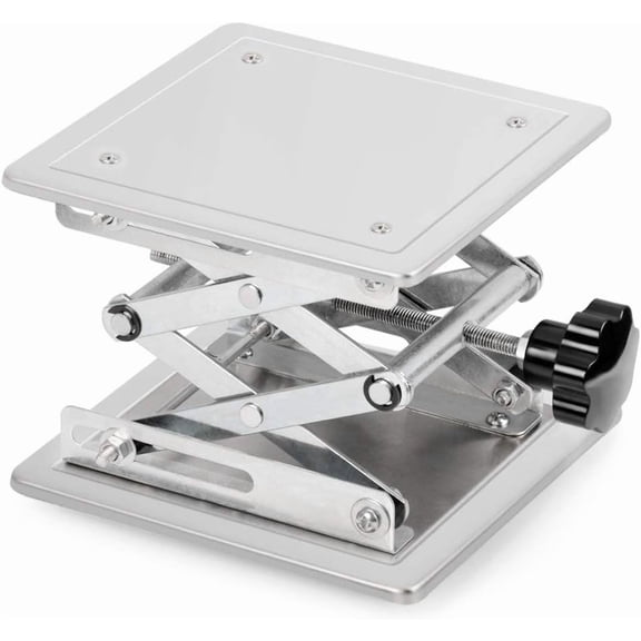StonyLab Manual Laboratory Scissor Jack, Stainless Steel, 8"x8" Adjustable Lift Platform for Lab Equipment