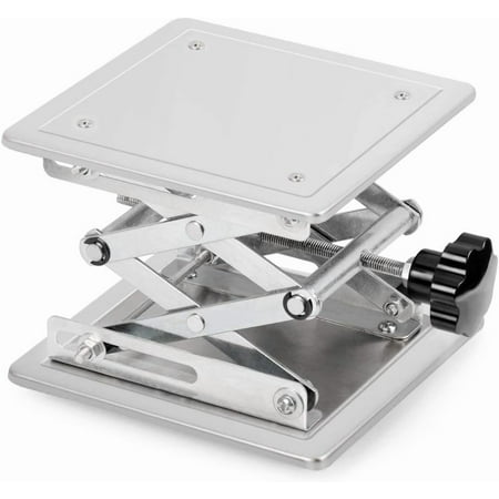 StonyLab Manual Laboratory Scissor Jack, Stainless Steel, 8"x8" Adjustable Lift Platform for Lab Equipment