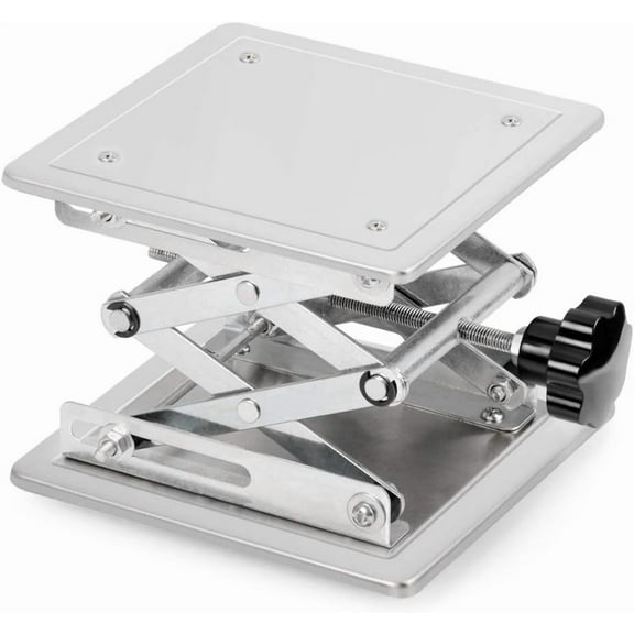 StonyLab Manual Laboratory Scissor Jack, Stainless Steel, 8"x8" Adjustable Lift Platform for Lab Equipment