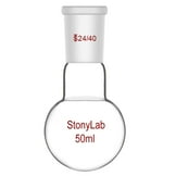 StonyLab Heavy Wall Single Neck Round Bottom Flask with 24/40 Standard Taper Outer Joint, 50ml