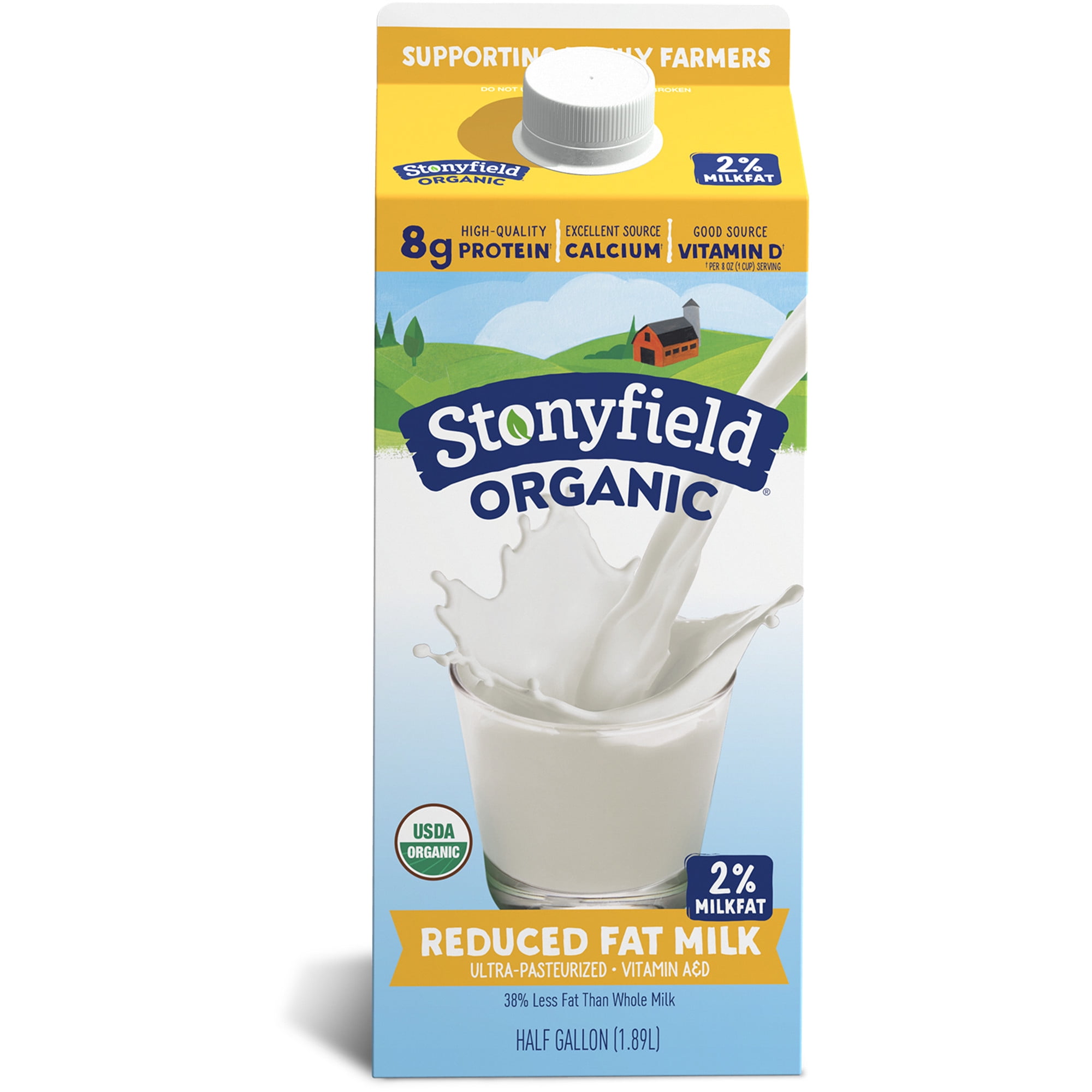 Stonyfield Organic 2% Reduced Fat Milk, Half Gallon, 64 fl oz