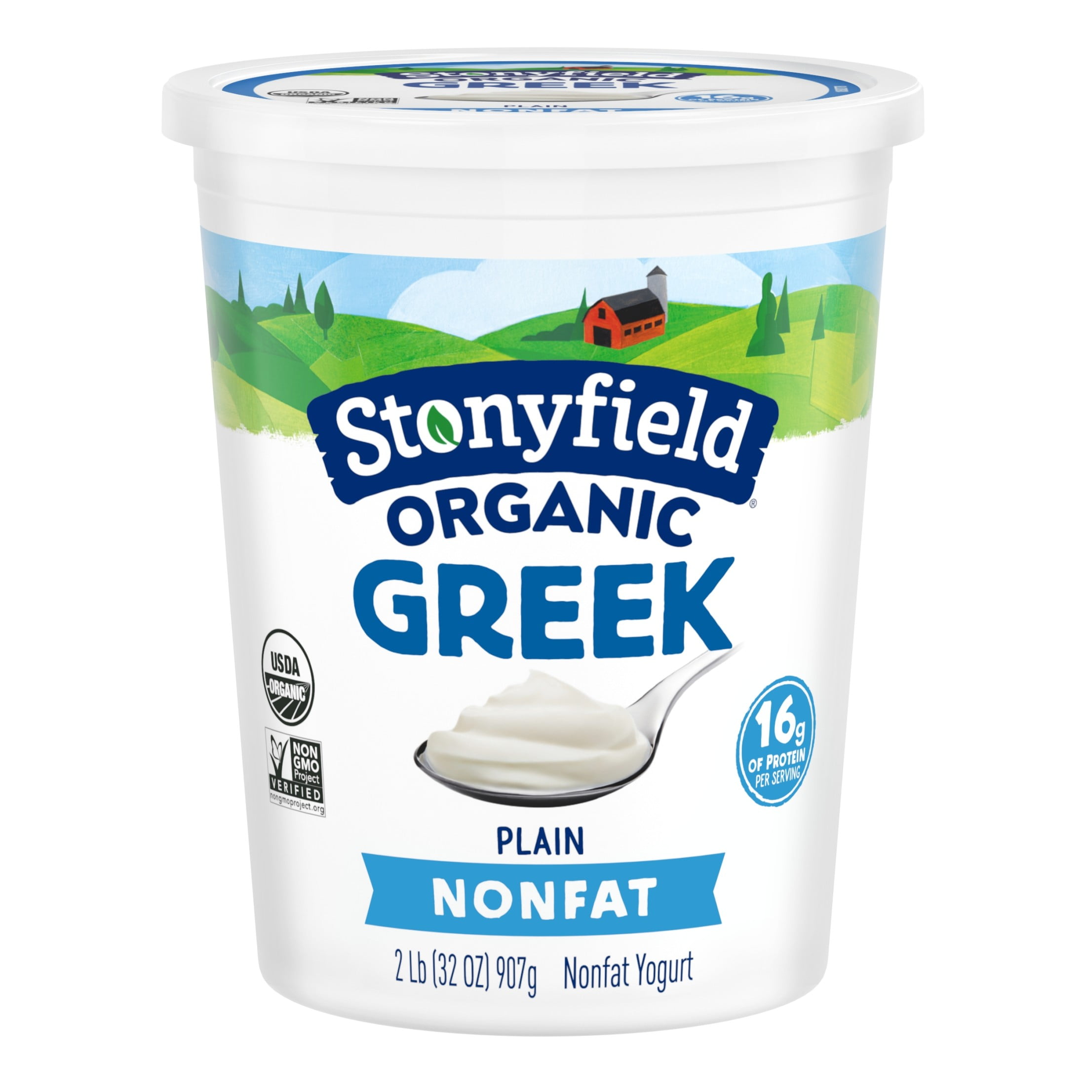 Stonyfield Organic Greek Nonfat Yogurt, Plain, 32 oz.
