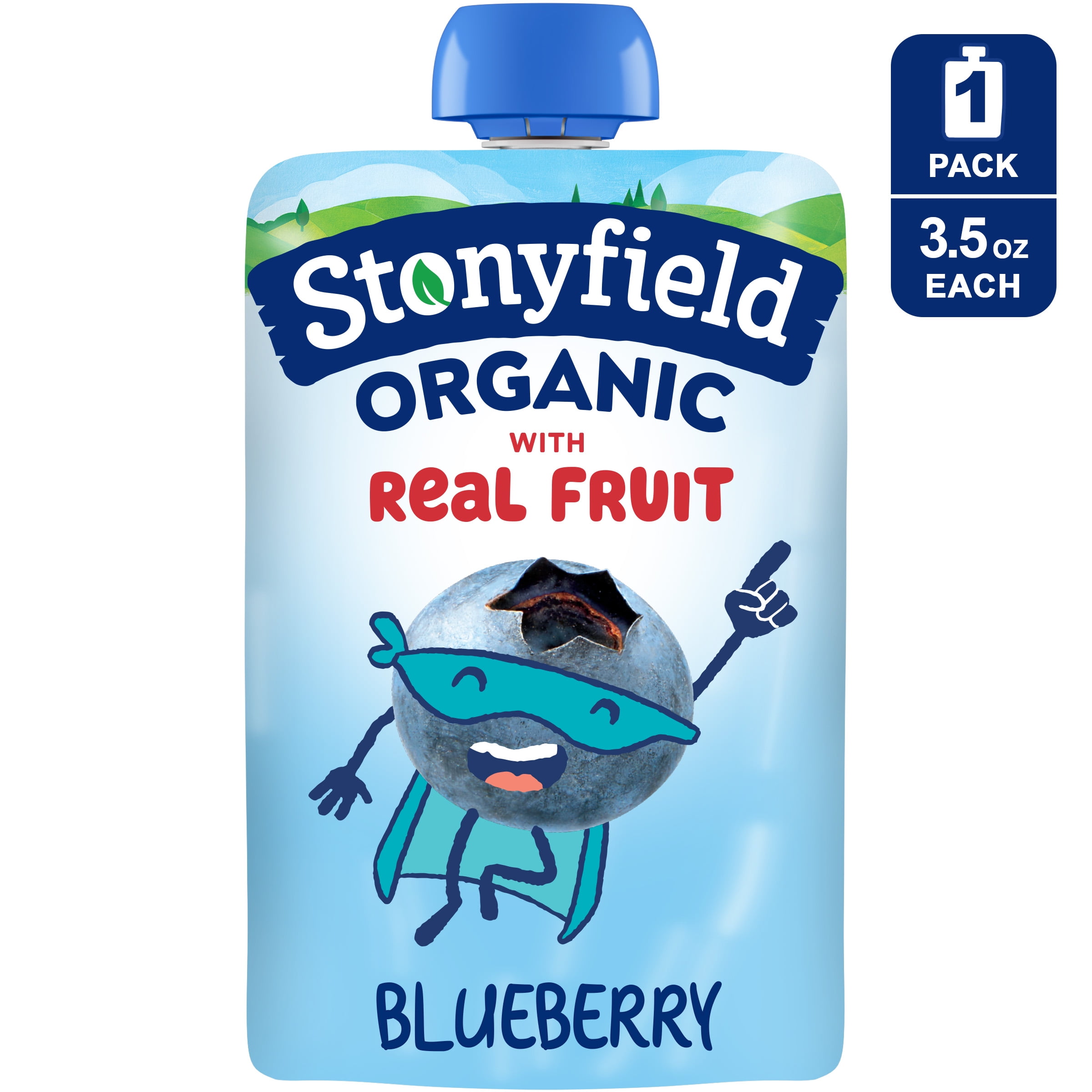 Stonyfield Organic Kids Lowfat Yogurt Pouch, Blueberry, 3.5 oz.