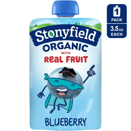 Stonyfield Organic Kids Lowfat Yogurt Pouch, Blueberry, 3.5 oz.