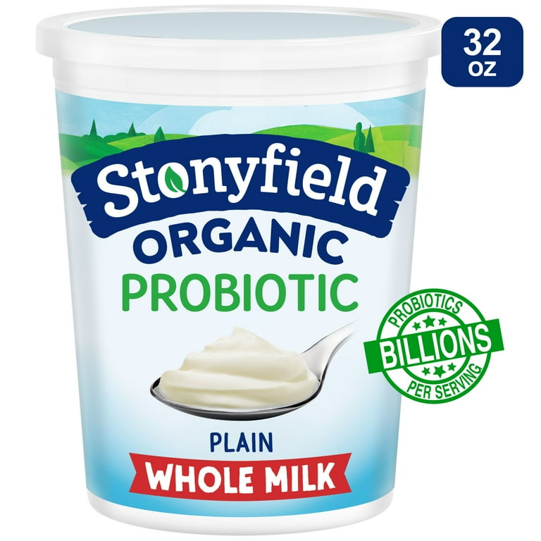 Stonyfield Organic Plain Whole Milk Probiotic Yogurt, 32 oz