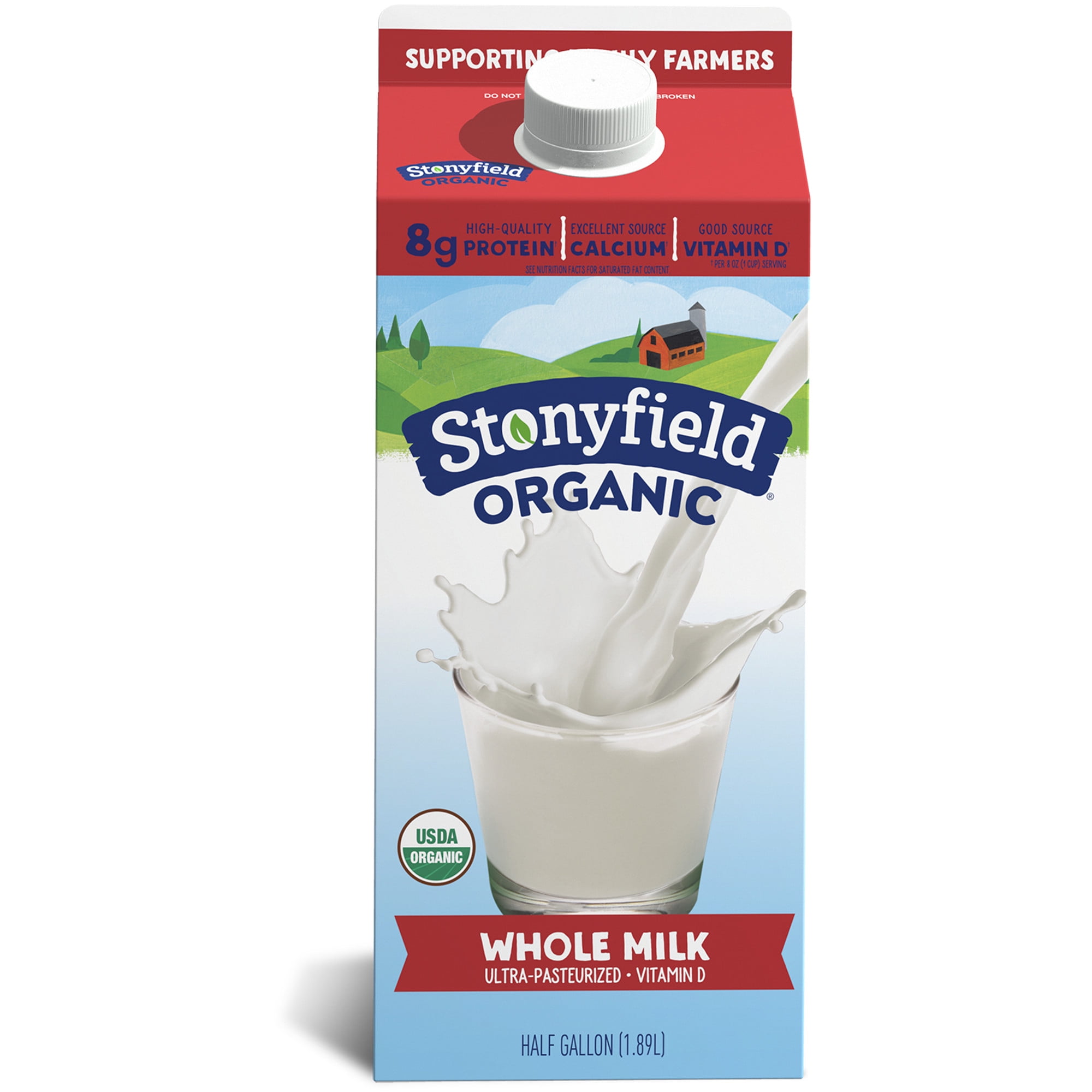 Stonyfield Organic Whole Vitamin D Milk, Half Gallon, 64 fl oz