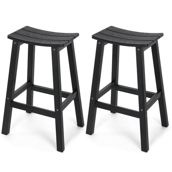 Stoog 28" Outdoor Bar Stools Set of 2, All Weather Garden Adirondack Counter Height Stools with 400 lbs Weight Capacity for Patio, Deck, Garden, Black
