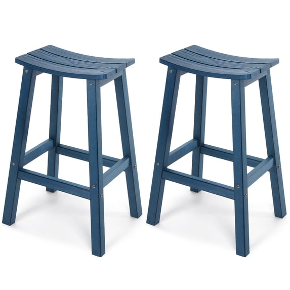 Stoog 28" Outdoor Bar Stools Set of 2, All Weather Garden Adirondack Counter Height Stools with 400 lbs Weight Capacity for Patio, Deck, Garden, Navy Blue