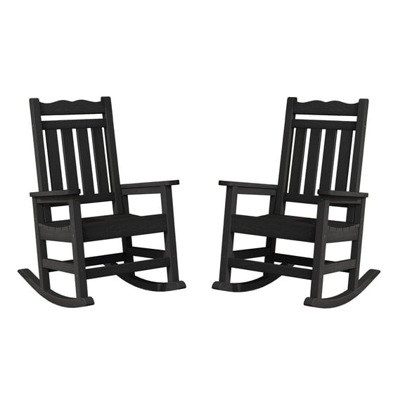 Stoog 2Pcs Rocking Chair, Outdoor All Weather Patio Porch Rocker Set of 2, 400 lbs Weight Capacity, Black