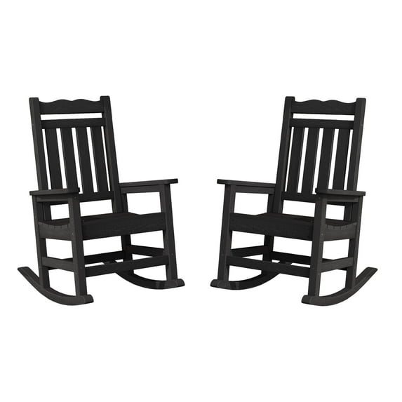 Stoog 2Pcs Rocking Chair, Outdoor All Weather Patio Porch Rocker Set of 2, 400 lbs Weight Capacity, Black