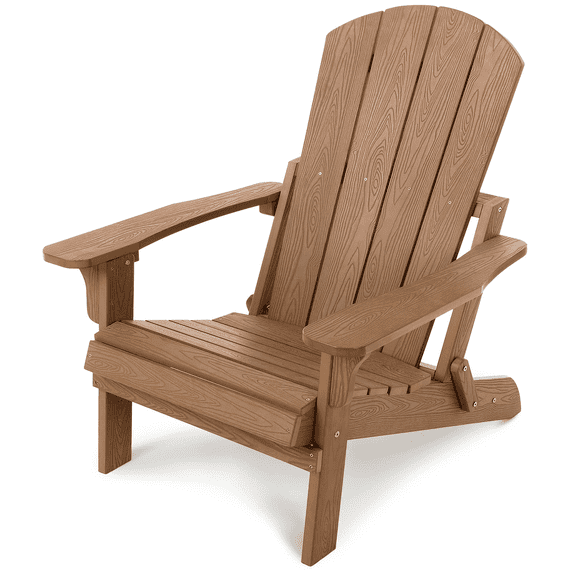 Stoog Folding Adirondack Chairs, HIPS Outdoor Furniture for Patio, Backyard, Deck, Lawn, Garden, Pool, Teak Brown