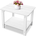 thumbnail image 1 of Stoog Outdoor Patio Rectangular Side Table, 22.8" 2-Tier End Table for Adirondack Chair, Backyard, Garden, Pool, Lawn, Beach, White, 1 of 8