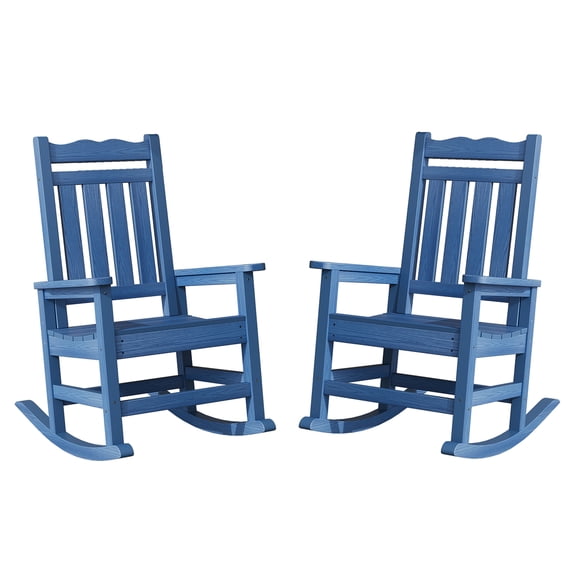 Stoog Outdoor Patio Rocking Chairs Set of 2, All Weather Graden Porch Rocker Set, 400 lbs Weight Capacity, Blue