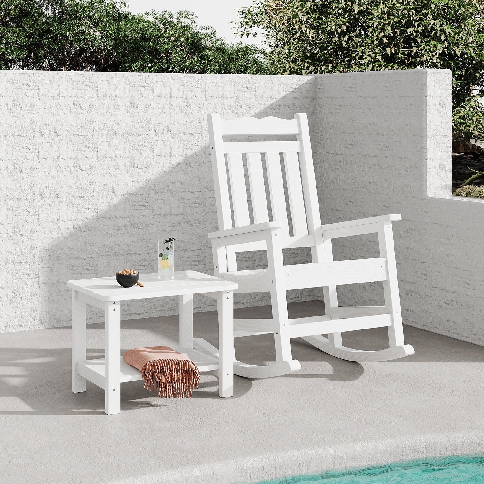 Stoog Rocking Chair Stoog Outdoor Patio Weather-Resistant Rocking Chair & Table Set, HIPS ...