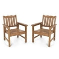 thumbnail image 1 of Stoog Patio Chair Set of 2, Outdoor Garden Chairs with Backrest, Oversized All-Weather Dining Chair Set, 400 lbs Weight Capacity, Teak Brown, 1 of 10