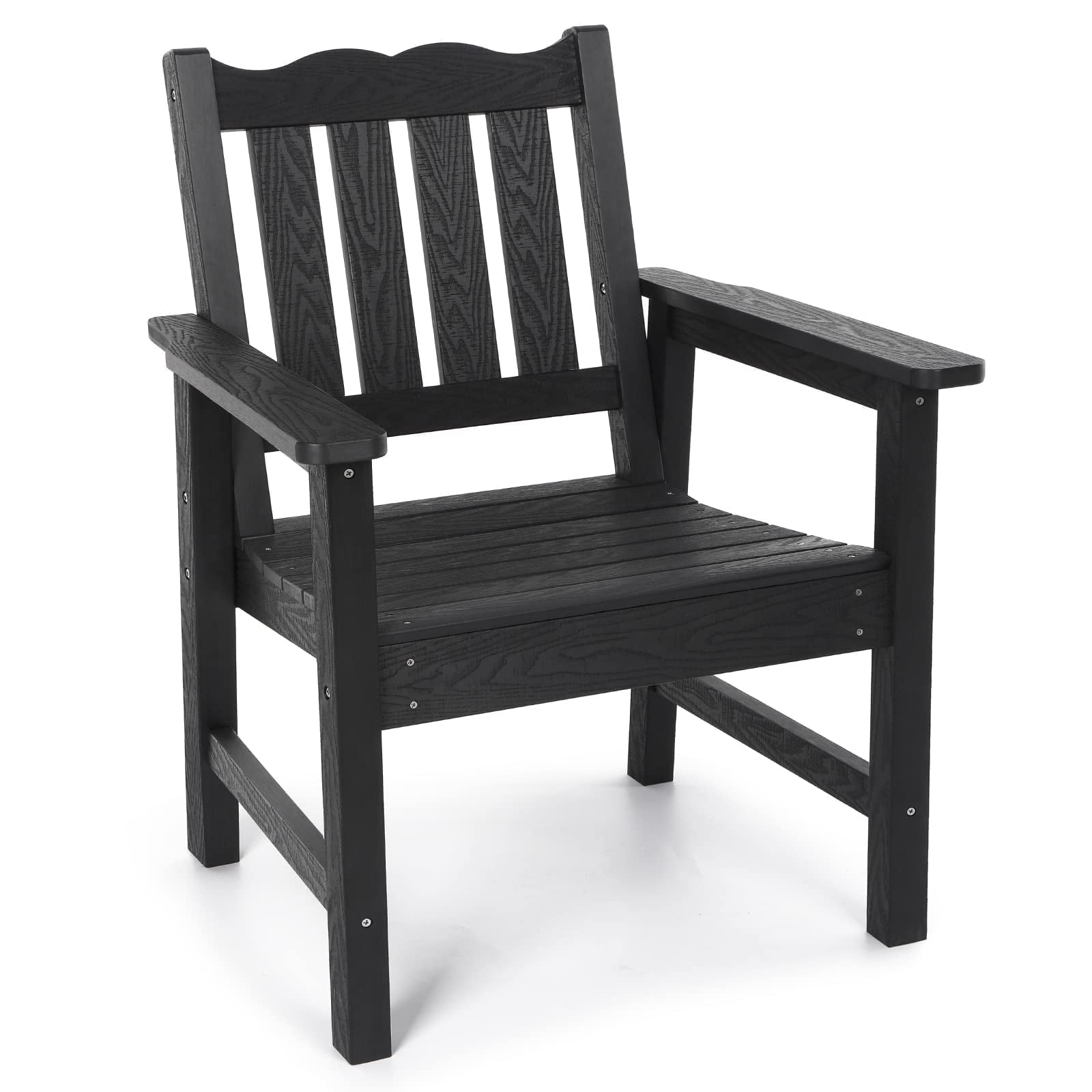 Stoog Patio Chair with Backrest, Oversized All-Weather Outdoor Dining Chair for Garden, Backyard, 400 lbs Weight Capacity, Black