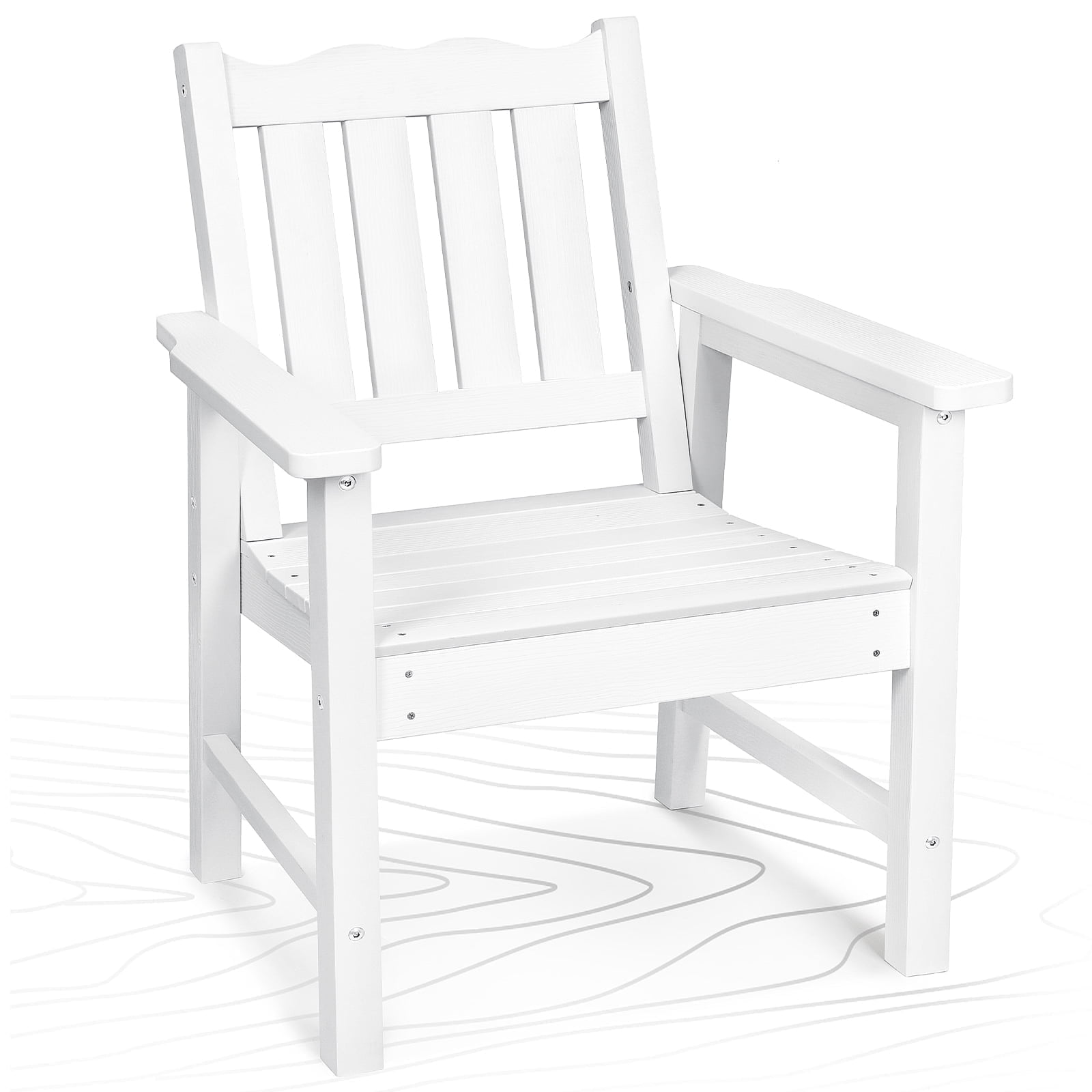 White Oversized All-Weather Patio Dining Chair with Curved Backrest