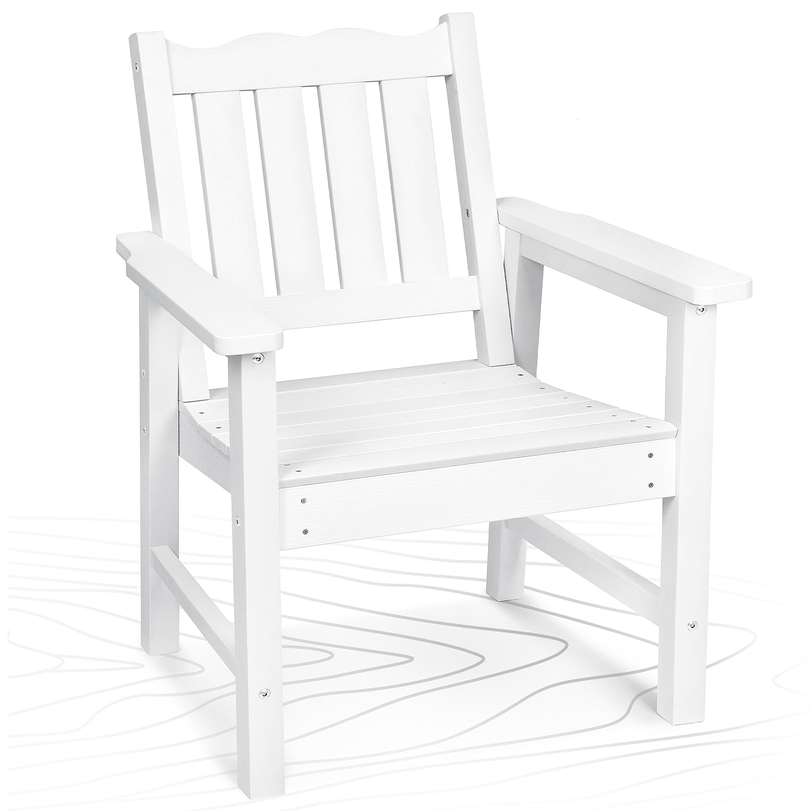 White Oversized All-Weather Patio Dining Chair with Curved Backrest