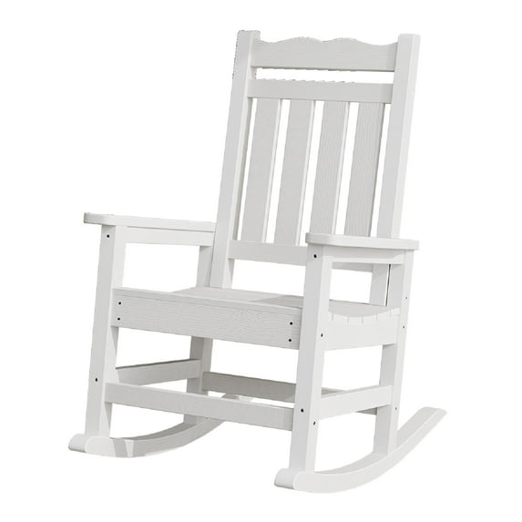 Stoog Patio Rocking Chair, All Weather HIPS Porch Rocker for Garden, 400 lbs Weight Capacity, White