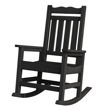 Stoog Patio Rocking Chair, Outdoor Oversized Porch Rocker with 400 lbs Weight Capacity, HIPS, Black